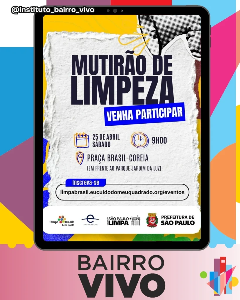 O zelo pelo nosso território é um imperativo moral e um compromisso inalienável com a história da urbe. O Instituto Bairro Vivo, norteado pela premissa de que o espaço público é a extensão da nossa própria casa, convida a todos os membros de nossa comunidade e entusiastas do bem-estar urbano para uma ação de grande relevância no Dia da Terra.